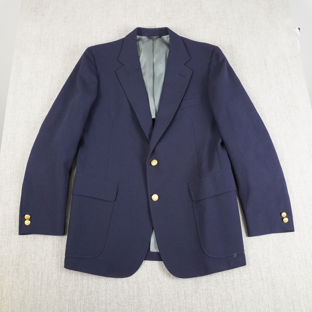 Redwood & Ross Navy Blue Wool Blazer Made in USA Gold Buttons Mens Size 40